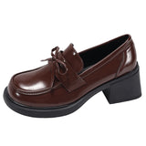 KYLETHOMASW  -  New Spring College Style Platform Women Loafers Shoes Fashion Shallow Slip On Shoes Elegant Thick Heel Leather Shoes