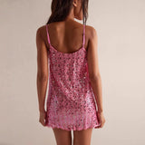 KYLETHOMASW  -  Fashion Off Shoulder High Waist Short Dress Club Party Sleeveless Slim Fit Mini Dress New Shiny Sequin Camisole Women Dress