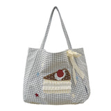KYLETHOMASW  -  Large Tote Bag for Women Korean Canvas Woman Shoulder Shopper Bags Fashion Cartoon Embroidery Lady Big Female Handbags