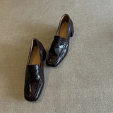 KYLETHOMASW  -  New style women's loafers, slip-on casual small leather shoes, high heels French single shoes