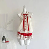 KYLETHOMASW  -  Women Cute Dress Sweet Halter Neck Polka Dot Bow Layered Ruffle Loose Short Daily Casual Fashion Summer New