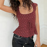 KYLETHOMASW  -  Y2k Sexy Solid Slim Square Collar Sleeveless Lace Patchwork Fashion Tanks