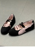 KYLETHOMASW  -  Retro multi-color sports shoes, ballet shoes with elastic bands, round toe, flat bottom, shallow opening Mary Jane style women's