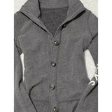 KYLETHOMASW  -  Early Autumn New Gray Sweatshirts Stand Collar Single Breasted Jackets American Vintage Long Sleeve Coat Women
