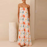 KYLETHOMASW  -  Elegant Graphic Banquet Party Dress Chic Spring Hollow Backless Long Dress Ladies Fashion One Shoulder Swing A-line Dress