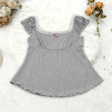 KYLETHOMASW  -  Summer Y2k Slim Sexy Square Collar Patchwork Appliques Casual Knitted T-Shirts