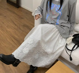 KYLETHOMASW  -  Korean Temperament Bow Letter Printed T-shirt Women Spring New Patchwork Lace Edge Long Sleeved Top