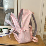 KYLETHOMASW  -  Women's Large Capacity Star Print Backpack Clear Mesh Pocket Heart Decor Adjustable Strap Casual Daily School Itabag New