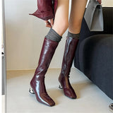 KYLETHOMASW  -  New Women High Heels Simple Style Warm Autumn Winter Slim Long Shoes Woman Thigh High Knight Boots