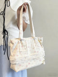 KYLETHOMASW  -  Patchwork Lace Flower Print Handbags Women Sweet Y2k Aesthetic Fairy Shoulder Bags New Fashion Trendy Casual Simple Underarm Bag