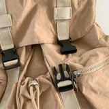 KYLETHOMASW  -  Korean Solid Color Drawsting Backpacks Light Weight Nylon Ruched Shoulder Bags Large Capacity Casual Student Schoolbag Travel