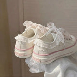 KYLETHOMASW  -  Girls Floral Lace Canvas Shoes New Summer Autumn Female Thick Bottom Casual Shoes Students Sweet Breathable Canvas Shoes
