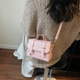 KYLETHOMASW  -  Ladies Fashionable PU Leather Square Box Bag Urban Simple Style Shoulder Crossbody Bag Daily Match Soft Hardness Zipper Opening