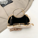 KYLETHOMASW  -  Women's Velvet Clutch Bag 3D Flower Decor Gold Circle Handle Chain Strap Evening Party Crossbody Shoulder Bags Handbag