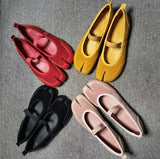 KYLETHOMASW  -  Women's Suede Mary Jane Flats Strap Design Split - Toe Comfortable Casual Shoes Stylish Daily/Lounge Footwear