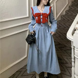 KYLETHOMASW  -  French Women's Clothing Peter Pan Collar Age Reduction Bow Spring Autumn New Long Sleeve Chic All-match Lolita Lelegant Dress