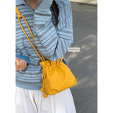 KYLETHOMASW  -  Korean Drawstring Women New Cloud Bag Versatile Single Shoulder Crossbody Bucket Bags