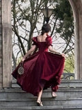 Kylethomasw -  Vintage French Burgundy Evening Party Dress Women 2024 Summer Elegant Romantic Prom Vestidos Korean A-line Graduation Dresses