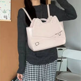 KYLETHOMASW  -  Sweet Cute Cat Pink Shoulder Bags Wallet Women Retro Leather Large Capacity Y2k Handbag Ladies Underarm Bag Backpack