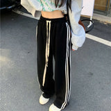 KYLETHOMASW  -  Striped Sport Sweatpants for Women Black Harajuku Korean Fashion Casual Pants Hippie Streetwear Preppy Trousers Aesthetic