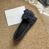 KYLETHOMASW  -  Women's Denim Bow Ballet Flats Round Toe Slip on Flat Shoes Casual Daily Korean Fashion Soft Sole Walking Shoes Zapatos De Mujer