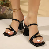 KYLETHOMASW  -  Summer Women's Fashion Sexy Open Toe Thick Heel Slipper High-heeled Shoes Wedding Party Shoe Lady Slipper 5541