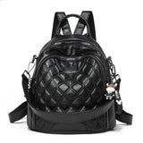 KYLETHOMASW  -  Women's Large Capacity Fashionable Diamond Pattern Street Style Backpack Handbag Soft PU Material Zipper Closure Daily Use