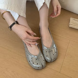 KYLETHOMASW  -  Summer New Round hole Women Flat Shoes Fashion Split Toe Shallow Slip On Boat Shoes Soft Flat Heel Ladies Casual Single Shose