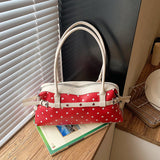 KYLETHOMASW  -  Korean Style Polka Dot Small PU Leather Top Handle Bag Ladies Contrast Color Shoulder Crossbody Bags New Trend Handbag