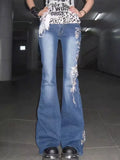 KYLETHOMASW  -  Harajuku Subculture Flared Jeans Woman Summer Y2k Gothic Hot Chick Streetwear Loose Jean Pants Vintage Design Distressed Clothes