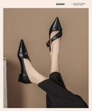 KYLETHOMASW  -  Autumn New Fashion French retro Elegant pointed toe Shallow mouth versatile one-character flat shoes low-heeled shoes