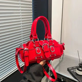 KYLETHOMASW  -  Vintage Pink Y2k Messenger Bag Purse Women 2025 Leather Rivet Chic Handle Casual Crossbody Bags Retro Hand Bag Aesthetic