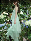 KYLETHOMASW  -  Korea Sweet Fairycore Halter Long Dress Elegant Chic Ruffles Birthday Party Dress Summer Casual A-line Vestidos Female New Robe
