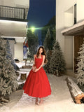KYLETHOMASW  -  Vintage Red Midi Dress Women Party Prom Sexy Halter Bandage Dresses Summer Elegant Korean Backless Bodycon A Line Vestidos