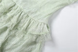 KYLETHOMASW  -  Ruffles Decoration Long Dresses Woman Chest Wrap Backless Lace Patchwork Hem Sweet Girl Street Y2K Style Elegant Vestidos