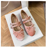 KYLETHOMASW  -  silver glitter ballet flats women round toe riband cross-tied bow ballerina shoes crystal wedding bridesmaid flats shoes size 43