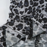 KYLETHOMASW  -  Printed irregular low cut scarf tie T-shirt pure desire style thin mesh top with breasted mesh