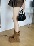 KYLETHOMASW  -  Black Ankle Boots For Woman Round Toe Chunky Heels Short Shoes Comforts Platforms Boots Belt Buckle Fall Shoes Botas De Mujer