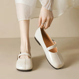 KYLETHOMASW  -  Retro Belt Strap Mary Janes Woman Lolita Flats Shoes Square Toe Cozy Slip On Loafers Female Solid Pu Leather Mocasines De Mujer