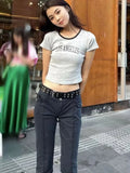 KYLETHOMASW  -  Casual Women Black Flared Pants Summer Fashion Ladies Low Waist Pockets Ornamnet Solid Color Pants Female Chic Bottoms