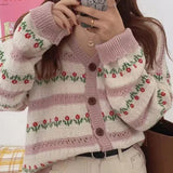 KYLETHOMASW  -  Autumn and Winter Loose Lazy Wind Knitted Cardigan Jacket New Versatile Retro Thin Sweater Women