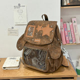 KYLETHOMASW  -  Korean Women Kawaii Ears Backpack Luxury Design Y2k Chic Star Schoolbags for Students Transparent Transparent All Match Ita Bags