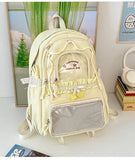 KYLETHOMASW  -  Ruched Lace Bow Ita Mochila Fashion Ins Large Capacity Mochilas Mujer School Bag Star Letter Embroidery Backpack Backpacks