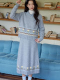 KYLETHOMASW  -  Flower Jacquard All Match Sweet Loose Solid Japanese A-LINE Knitted Skirts
