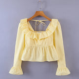 KYLETHOMASW  -  Vintage blouses for women fashion 2024 white ruffle top elegant korean fashion long sleeve blouses women casual shirts elegant