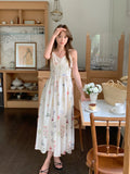 KYLETHOMASW  -  Bohemian Women Sweet Fresh Floral Vest Dress Summer 2025 New Style French Vacation Style Mid Length Vestidos