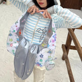 KYLETHOMASW  -  Silver Cute Bunny Ear Tote Bag Women Star Patchwork Large Capacity Shoulder Bag Ladies Fashion Harajuku Y2K Underarm Bag