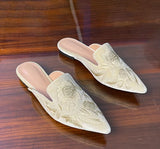 KYLETHOMASW  -  Embroidery Velour Shoes Woman Strange Heel Slippers Design Mules Femme Pointed Toe Wedges Tacones Slides Slip On Pantuflas Mujer