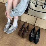 KYLETHOMASW  -  Autumn Cross Tied Round Toe Flat Shoes Women Retro Comfort Casual Shoes Shallow Ballet Style Elegant Mary Jane Shoes Women