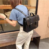 Kylethomasw Korean Women's New Autumn Winter British Cambridge High Capacity PU Leather Portable Single Shoulder Messenger Bag